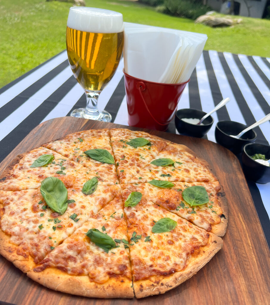 Smoky pulled pork pizza with BBQ sauce at The Bluegum Bar and Grill, best pizza in Fourways